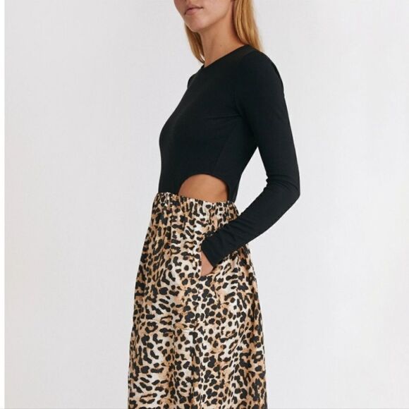 Something Navy Tara Cut Out Maxi Dress Leopard XS - Picture 9 of 9